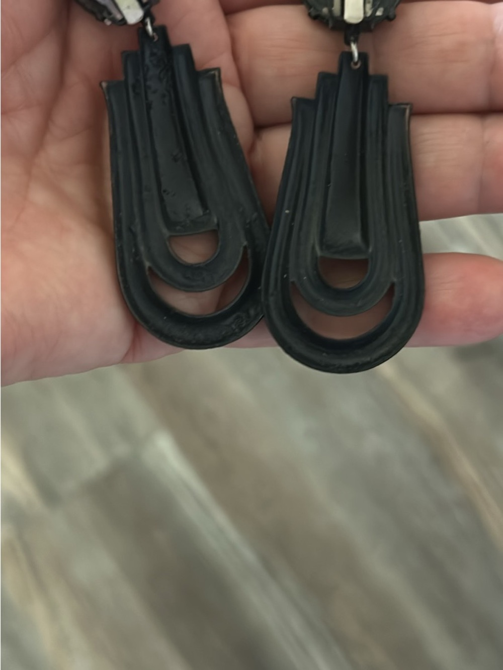 Vintage Black Art Deco Drop Earrings